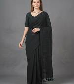 Grey woven khadi saree with blouse piece