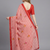 Red woven linen saree with blouse piece
