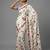 White printed satin saree with blouse piece