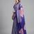 Purple printed satin saree with blouse piece