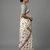 White printed satin saree with blouse piece