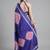 Purple printed satin saree with blouse piece