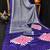 Purple printed satin saree with blouse piece