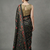 Black printed satin saree with blouse piece