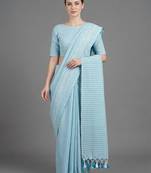 Sky blue woven khadi saree with blouse piece