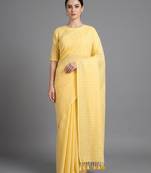 Yellow woven khadi saree with blouse piece