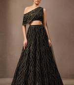 Black Sequin Embroidered Net Lehenga Set