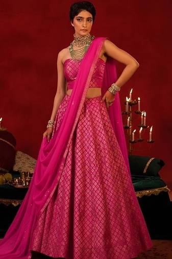 Rani Pink Brocade Lehenga Set