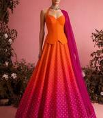 Rani Pink  Jacquard Silk Lehenga Set
