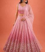 Pink Sequin Tissue Lehenga Set