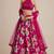 Rani Pink Floral Print Crepe Lehenga Set