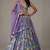 Lavender Floral Print Satin Lehenga Set