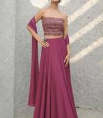 Magenta Sequin Georgette Lehenga Set