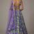 Lavender Floral Print Satin Lehenga Set