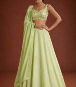 Light Green Embroidered Georgette Lehenga Set