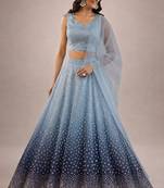 Blue Sequin Tissue Lehenga Set