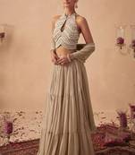 Beige Handwork Goergette Lehenga Set