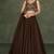 Deep Brown Embroidered Georgette Lehenga Set