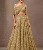 Golden Embroidered Net Lehenga Set