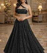 Black Sequin Embellished Shimmer Lehenga Set