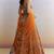 Orange Figure Print Chinon Lehenga Set