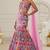 Pink Floral Print Crepe Lehenga Set