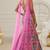 Pink Floral Print Crepe Lehenga Set