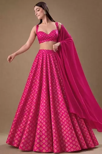 Rani Pink Brocade Lehenga Set