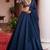 Midnight Blue Floral Print Crepe Lehenga Set