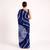 Navy blue printed art silk saree with blouse piece