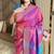 Pink woven zari buti & peacock pallu work silk blend fabric traditional festive style paithani style saree
