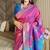 Pink woven zari buti & peacock pallu work silk blend fabric traditional festive style paithani style saree