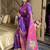 Purple woven zari buti & peacock pallu work silk blend fabric traditional festive style paithani style saree