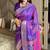 Purple woven zari buti & peacock pallu work silk blend fabric traditional festive style paithani style saree