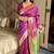 Magenta woven zari buti & peacock pallu work silk blend fabric traditional festive style paithani style saree