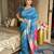 Teal woven zari buti & peacock pallu work silk blend fabric traditional festive style paithani style saree