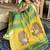 Light lime woven zari buti & peacock pallu work silk blend fabric traditional festive style paithani style saree
