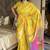 Yellow woven zari buti & peacock pallu work silk blend fabric traditional festive style paithani style saree