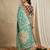 Sea green heavy woven zari floral & traditional motifs work silk blend fabric traditional grand festive