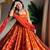 Orange color fendy silk heavy embroidery work wedding wear long gown