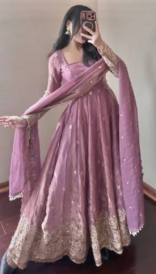 Onion fendy silk  heavy work wedding wear long gown 3