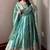 Teal fendy silk designer heavy work wedding wear long gown