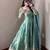 Teal fendy silk designer heavy work wedding wear long gown