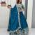 Peacock Blue Color Embroidery Thread And  Sequence Work Chinon Lahenga Choli Set