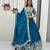 Peacock Blue Color Embroidery Thread And  Sequence Work Chinon Lahenga Choli Set