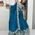 Peacock Blue Color Embroidery Thread And  Sequence Work Chinon Lahenga Choli Set