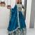 Peacock Blue Color Embroidery Thread And  Sequence Work Chinon Lahenga Choli Set