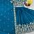 Peacock Blue Color Embroidery Thread And  Sequence Work Chinon Lahenga Choli Set