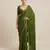 Olive green laced mul cotton saree set