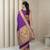 Purple with gold bpuder contrast traditional peacock & triangle motifs work silk blend fabric rich ethnic festive wear